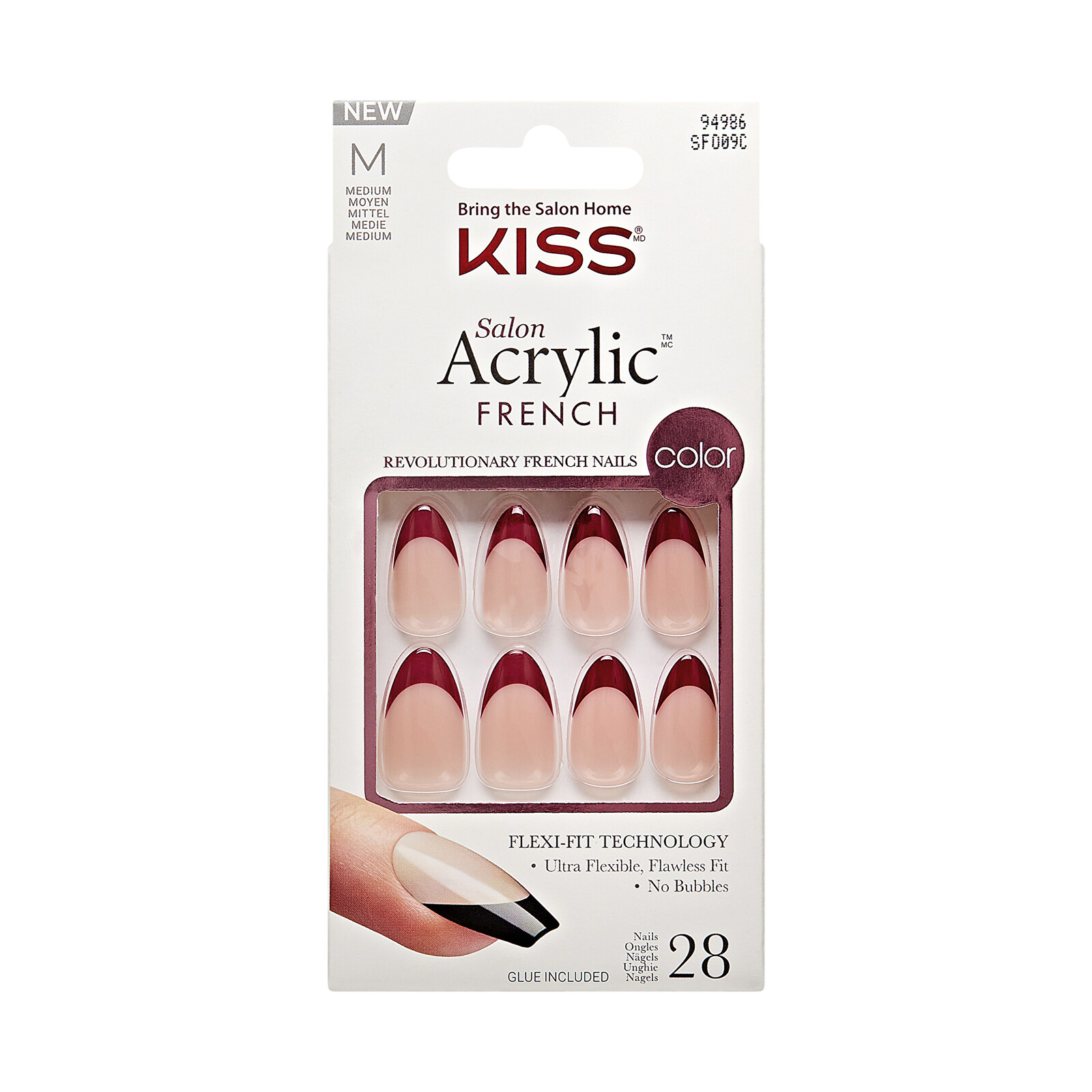 KISS Umělé nehty Salon Acrylic French Color - Catchy 28 ks