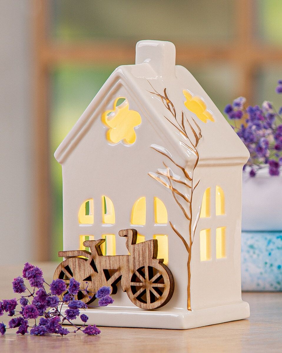 Gilde LED dekorativní objekt – dům s motivem kola