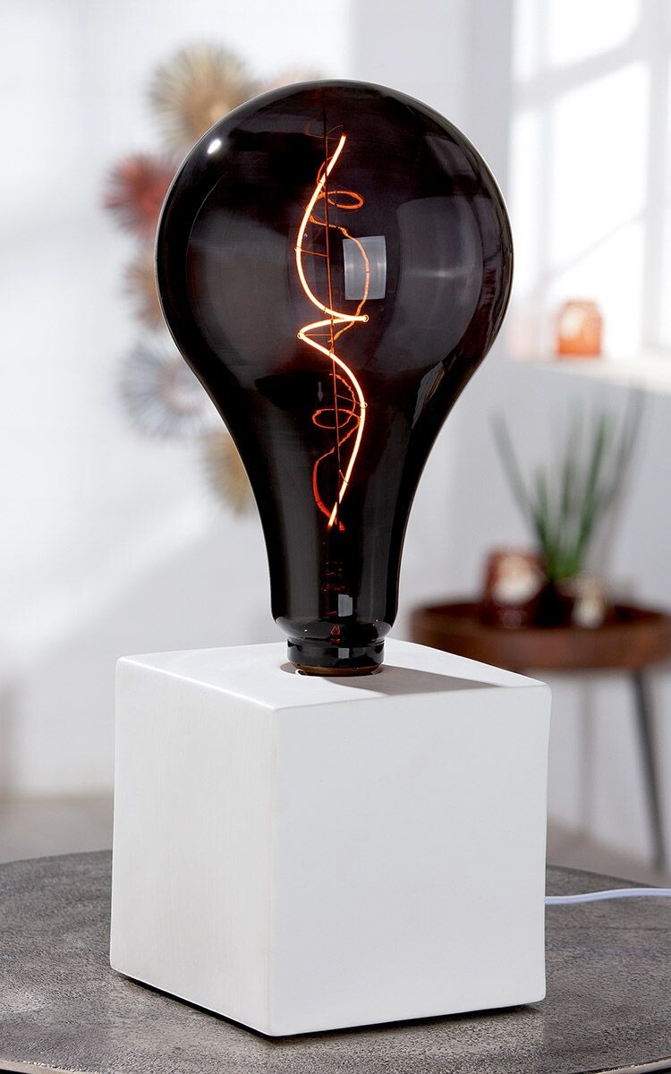 Gilde Bílá stolní lampa s žárovkou