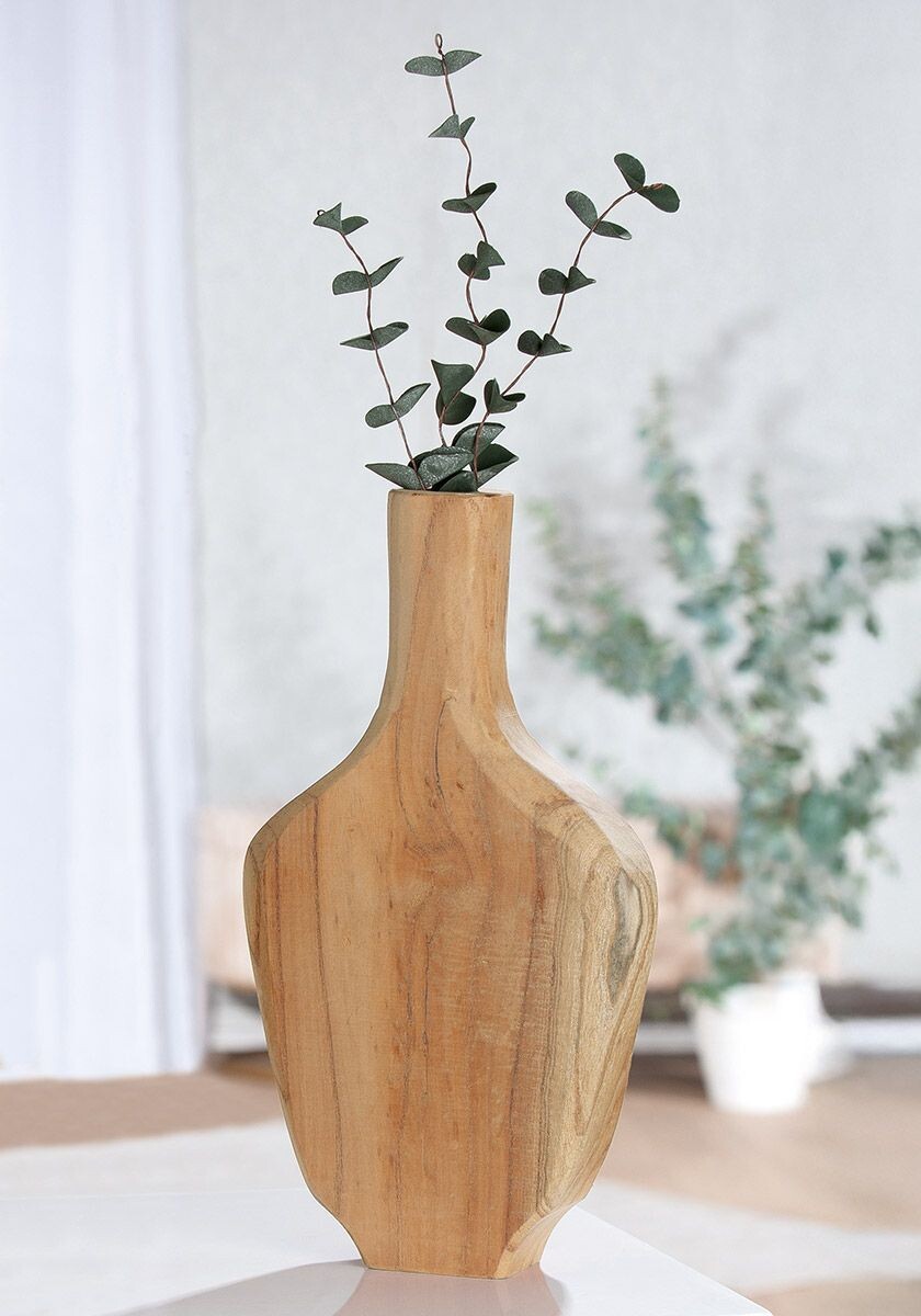Gilde Dřevěná váza Natural velká 