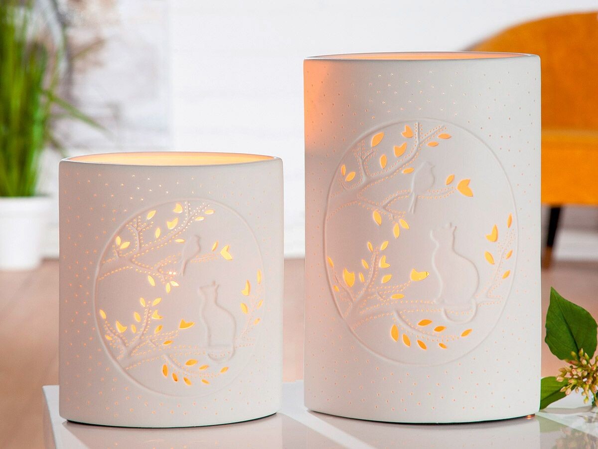 Gilde Porcelánová stolní lampa Kočka