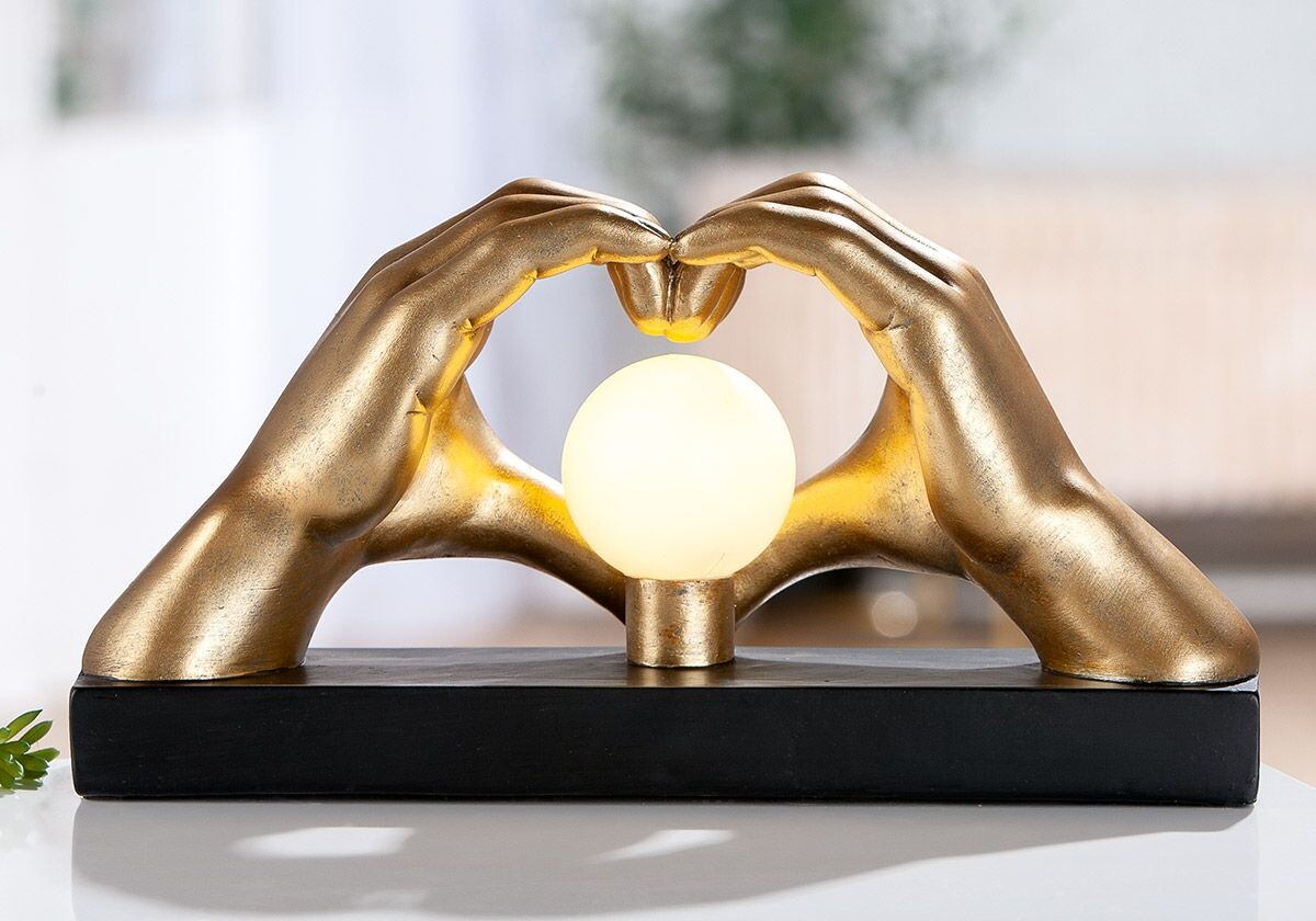 Gilde Stolní LED lampa zlaté ruce srdce