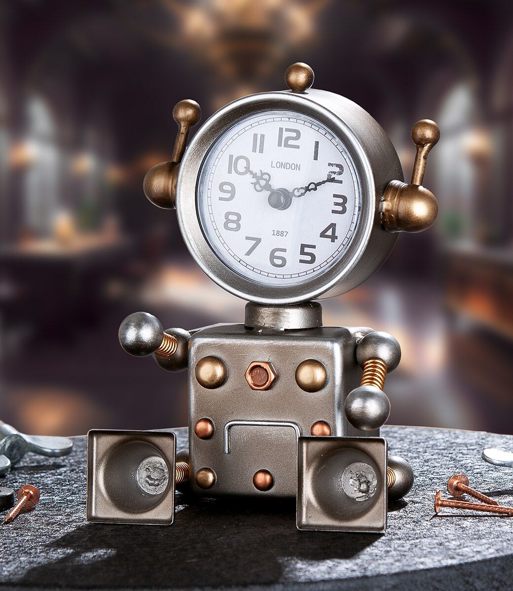 Gilde Stolní hodiny robot kovové 