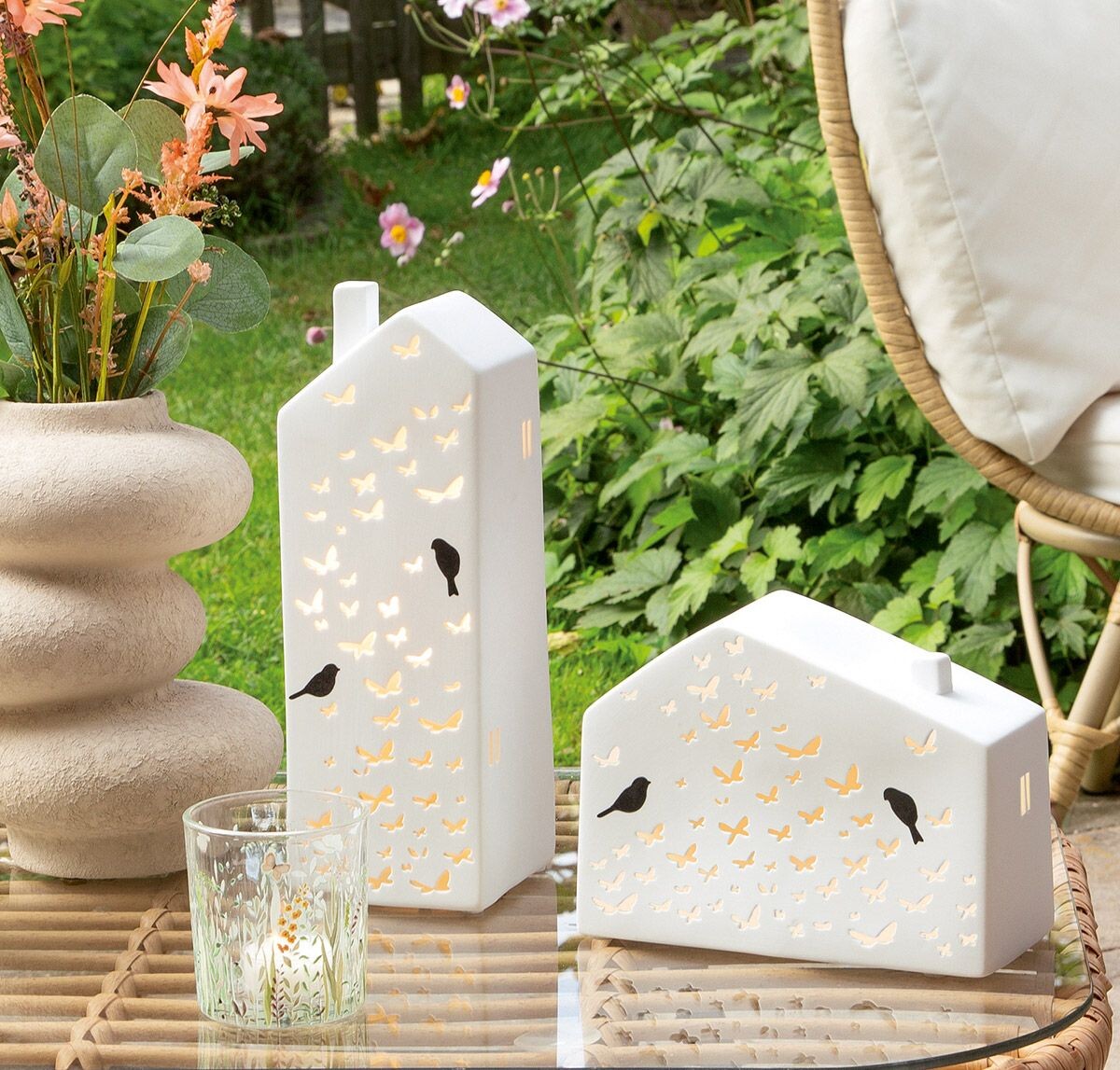 Gilde Porcelánová dekorativní lampa Vogelhaus