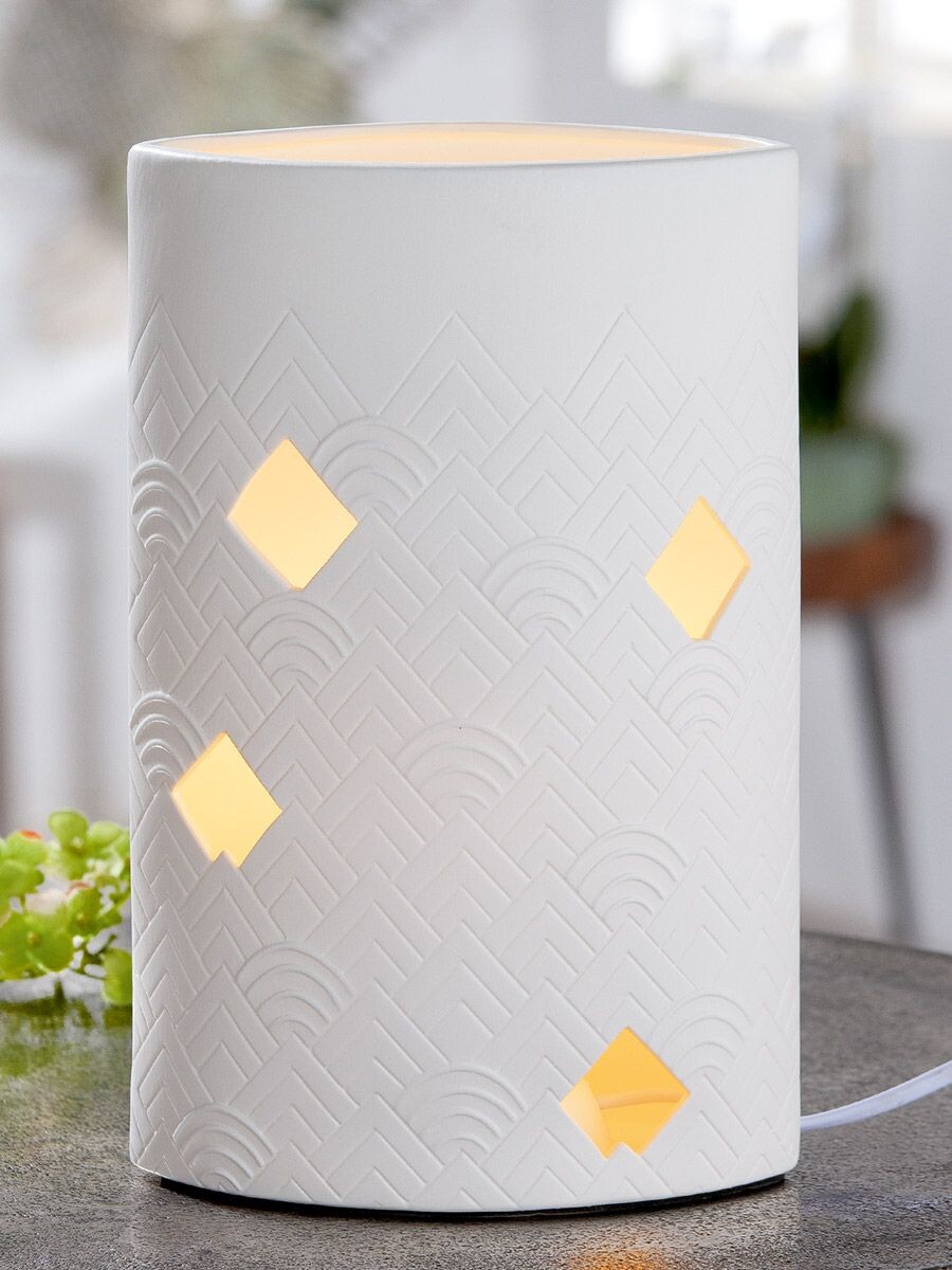 Gilde Bílá porcelánová stolní lampa