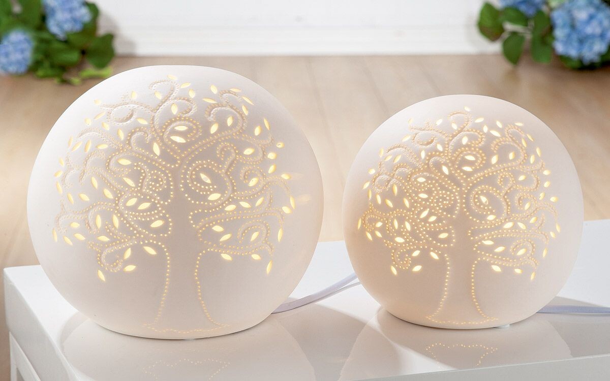 Gilde Porcelánová lampa Strom života kulatá