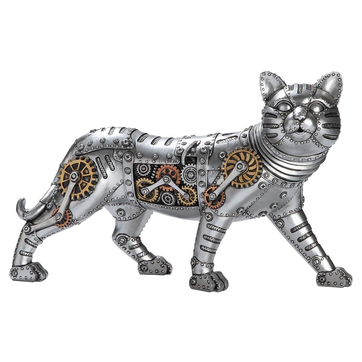 Gilde Steampunk Katze Ocelová dekorace kočky, 23 cm