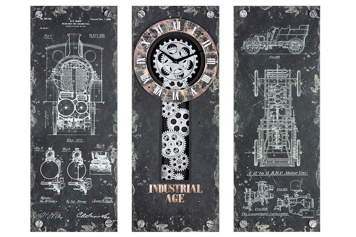 Gilde Nástěnné hodiny Steampunk obdélníkové, 60 cm