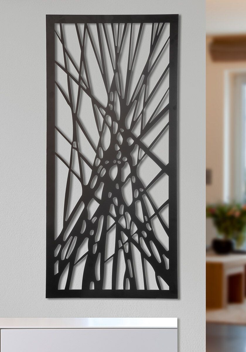 Gilde Černý kovový dekorativní panel Contrail, 100 cm