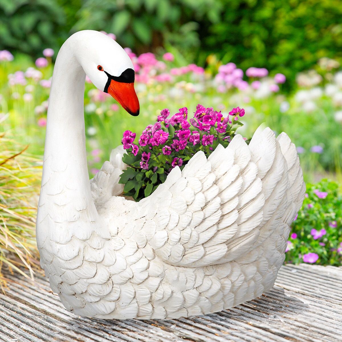 Gilde Květináč labuť z magnesie Sanne, 38 cm