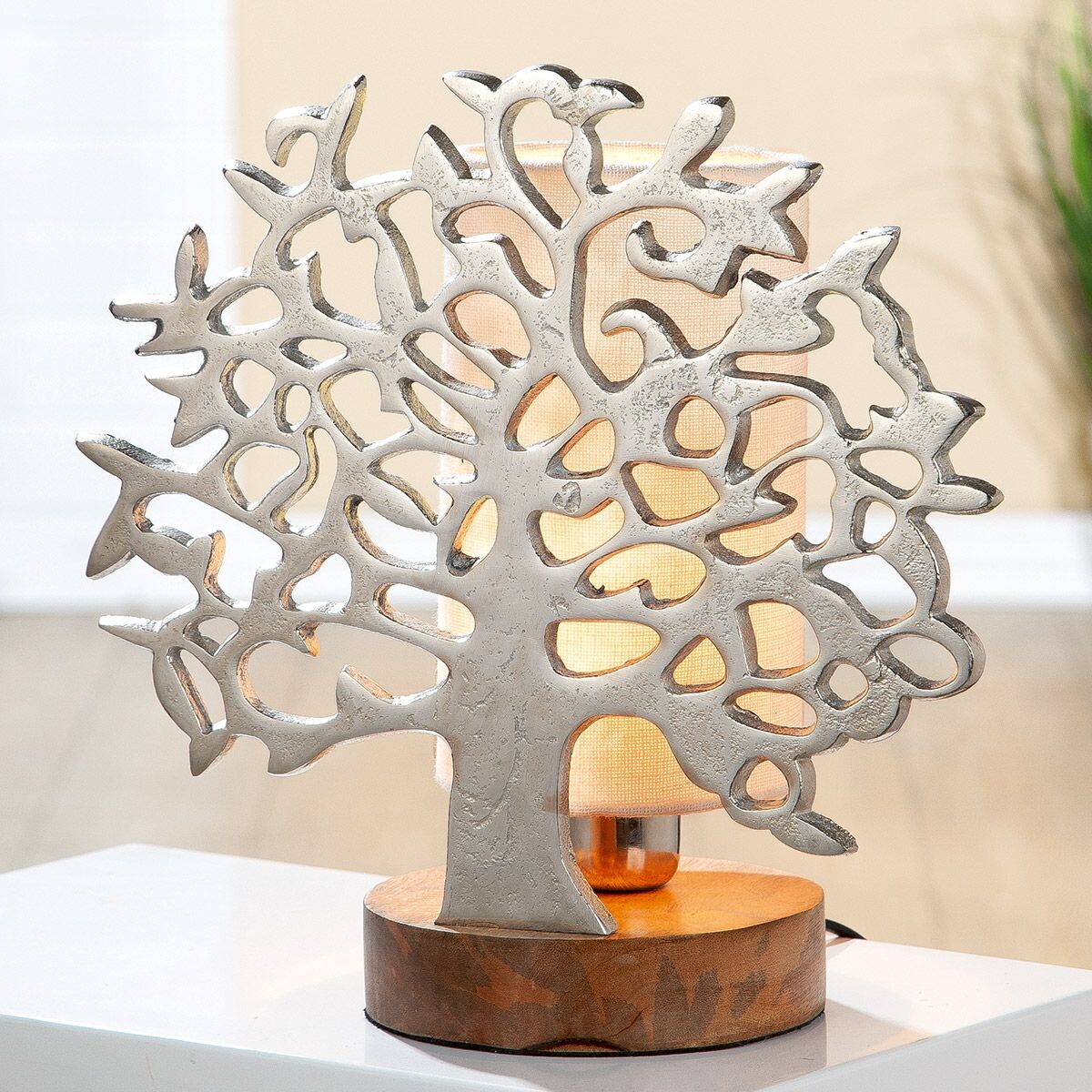 Gilde Stolní lampa Strom života hliník, 31 cm