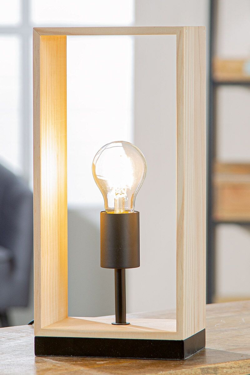 Gilde Stolní lampa dřevěná Natural Scatola, 36 cm