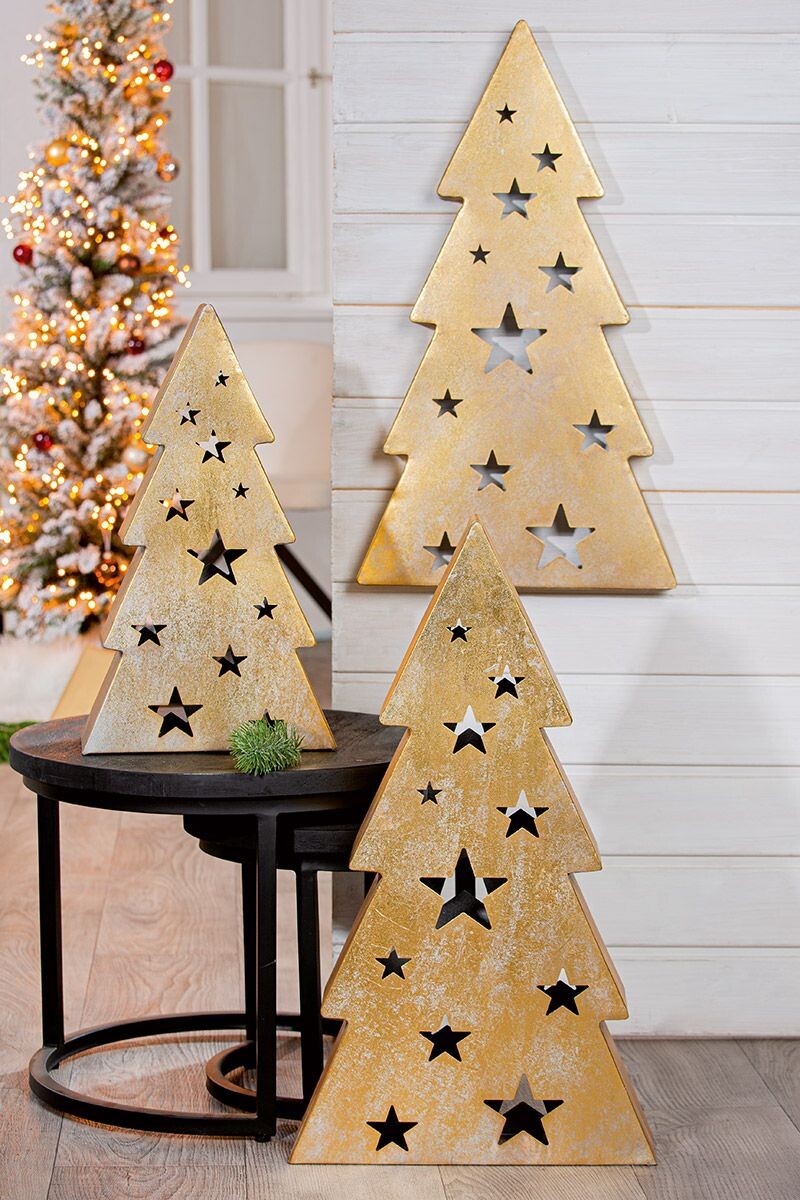 Gilde Dřevěný vánoční stromek Starry, 67 cm