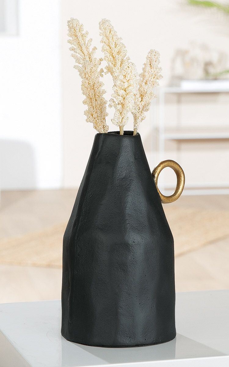 Gilde Černá váza s úchyty Dora, 24 cm