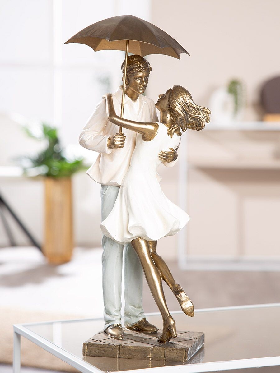 Gilde Socha dvojice pod deštníkem Love in the rain, 39 cm