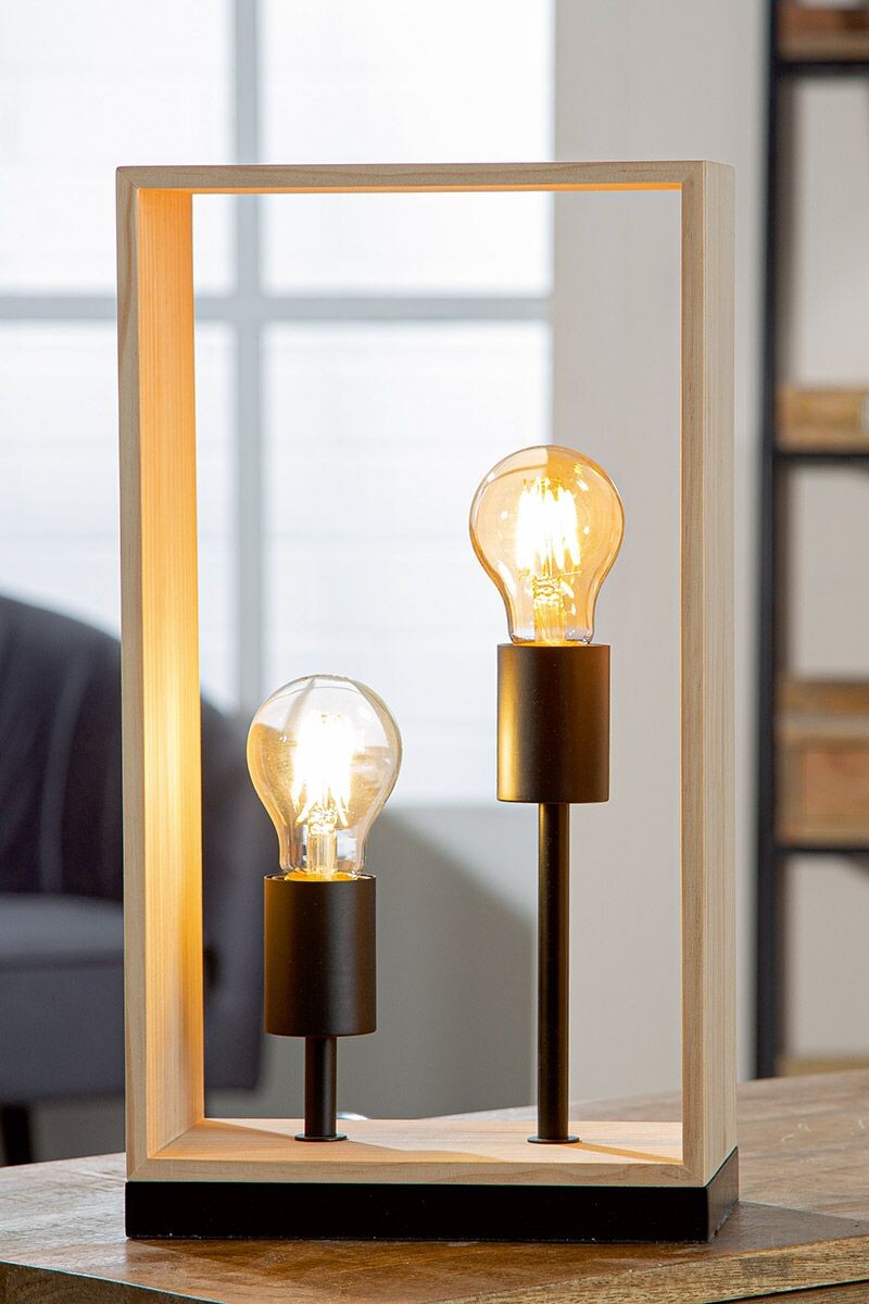 Gilde Stolní lampa dřevěný rám Scatola, 40 cm