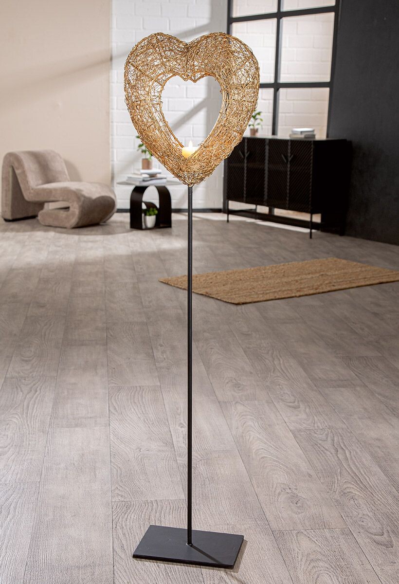 Gilde Svícen na čajovou svíčku Golden Heart, 121 cm