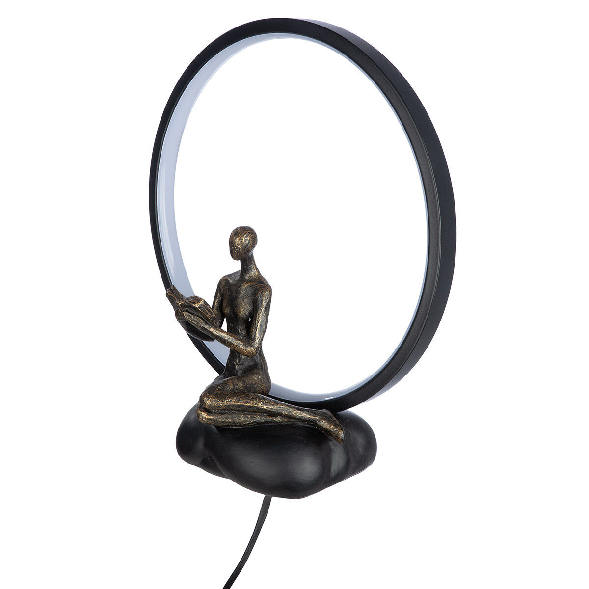 Gilde Stolní LED lampa, kulatá, motiv kniha Reading Lady, 35 cm