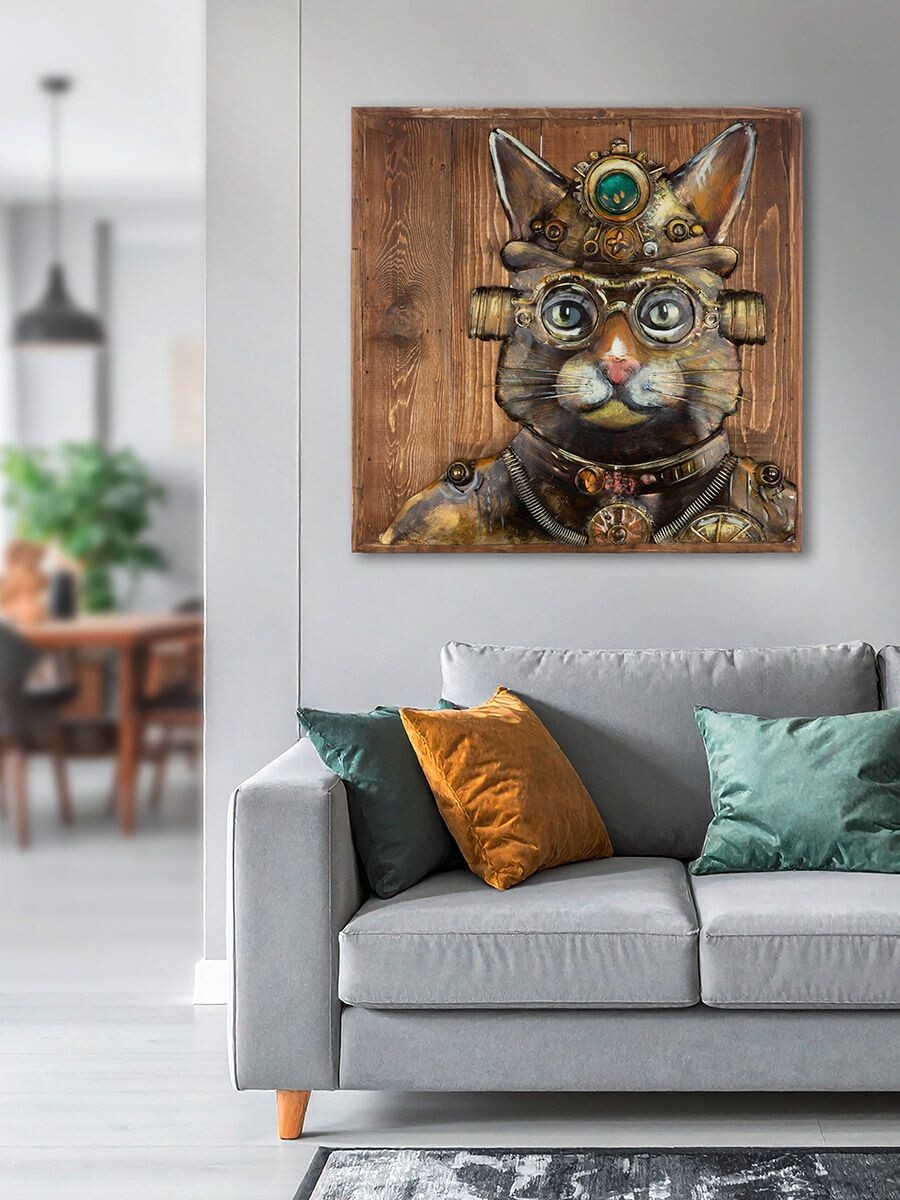 Gilde Obraz Steampunk Cat, 50 cm