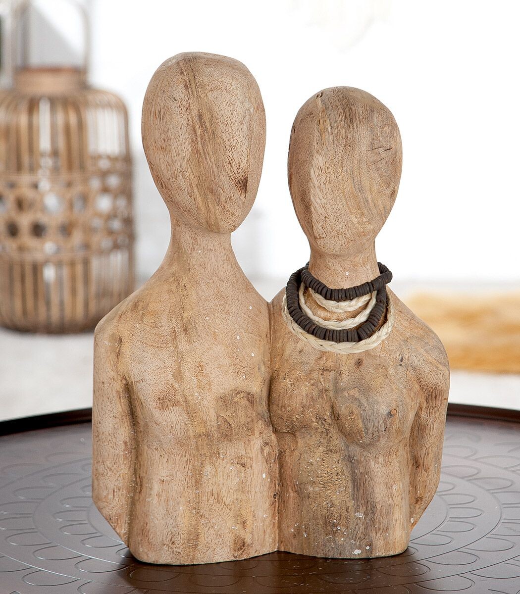 Gilde Dřevěná socha, pár (mango dřevo) Pair, 37 cm