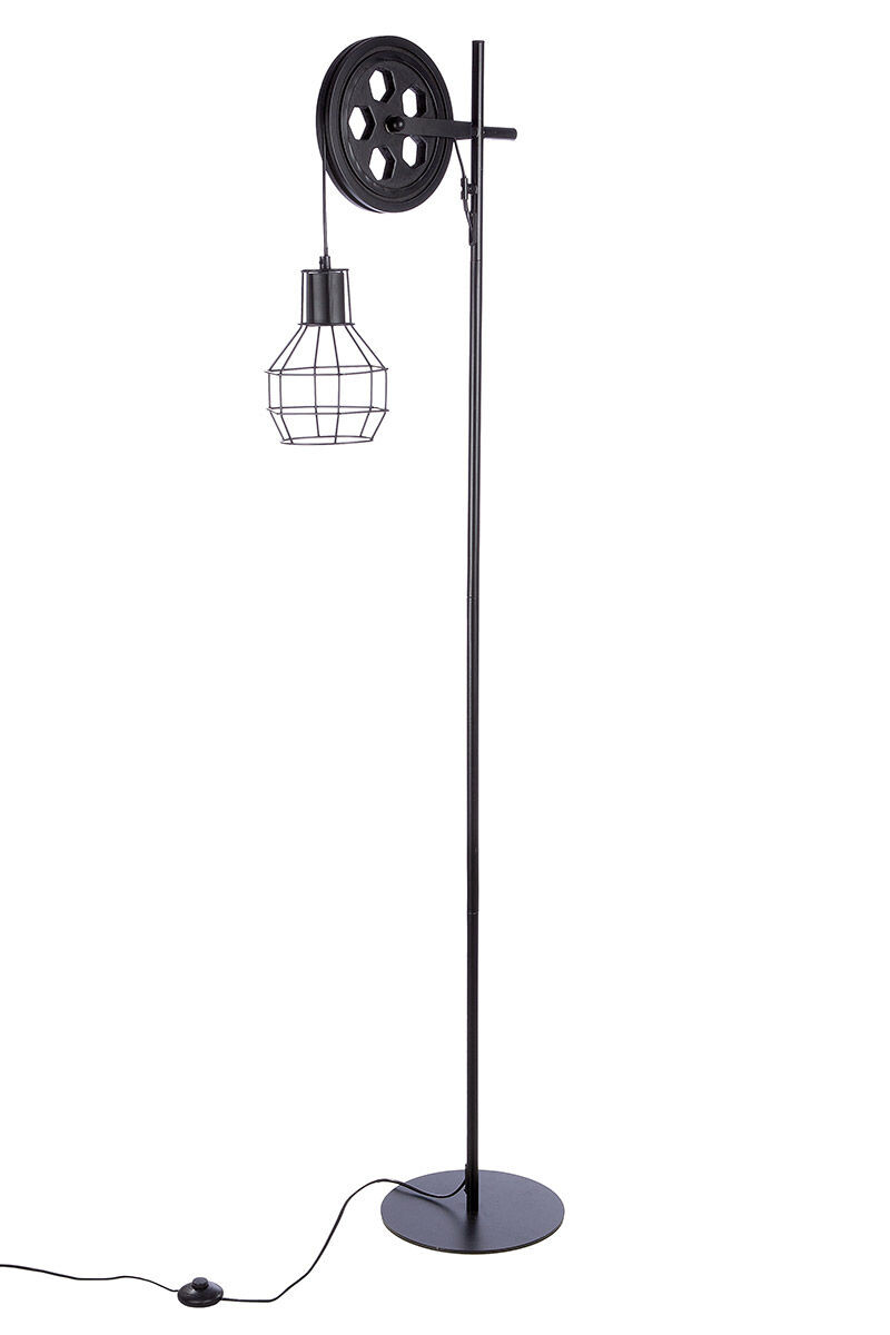 Gilde Stojací lampa Cage černá metalická, 149 cm