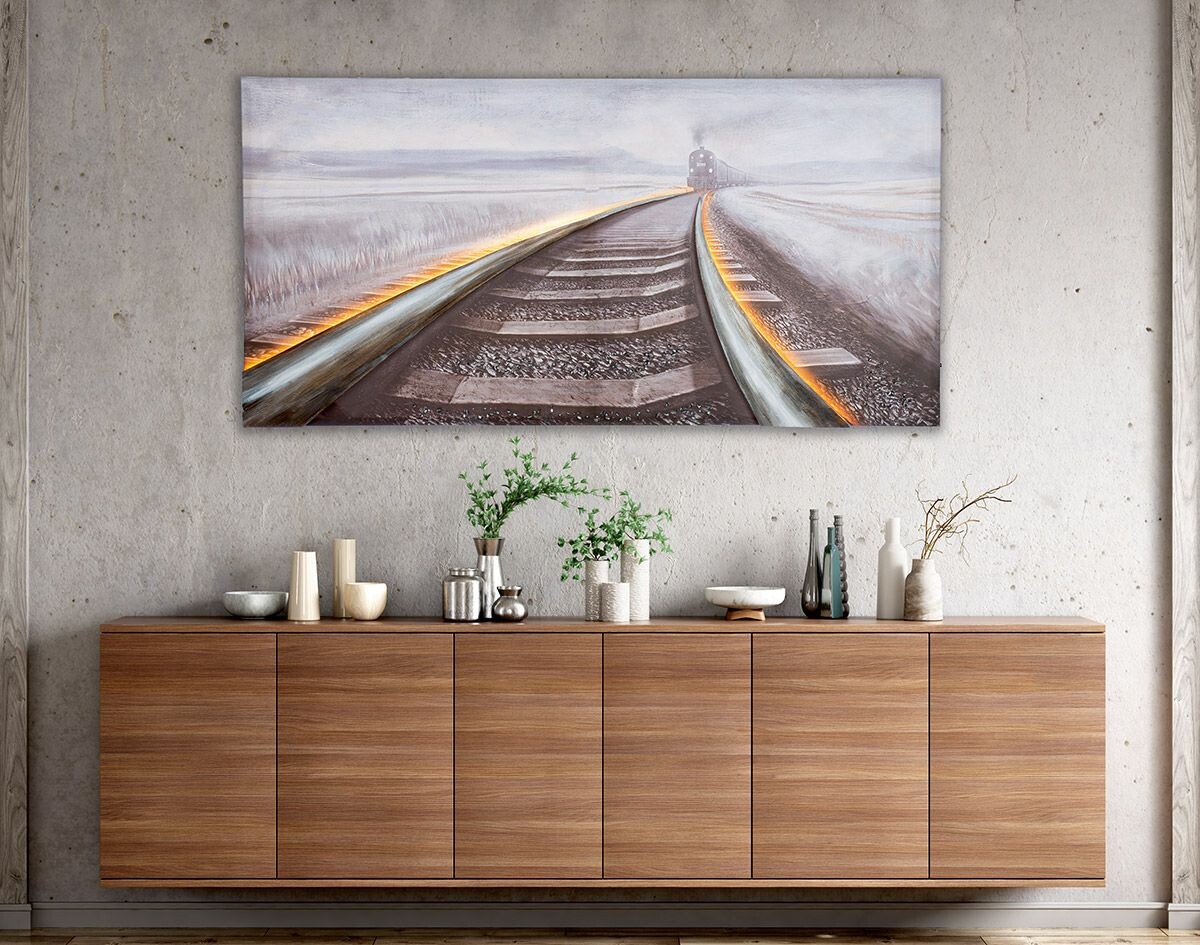 Gilde LED obraz Railroad Vlakový pohled, 70 cm