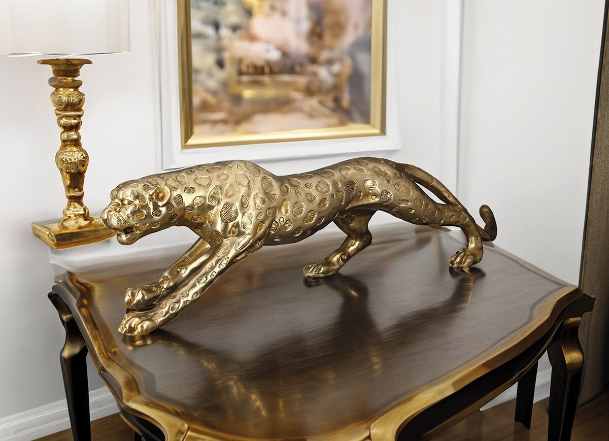 Gilde Dekorativní zlatá socha leoparda, 20 cm