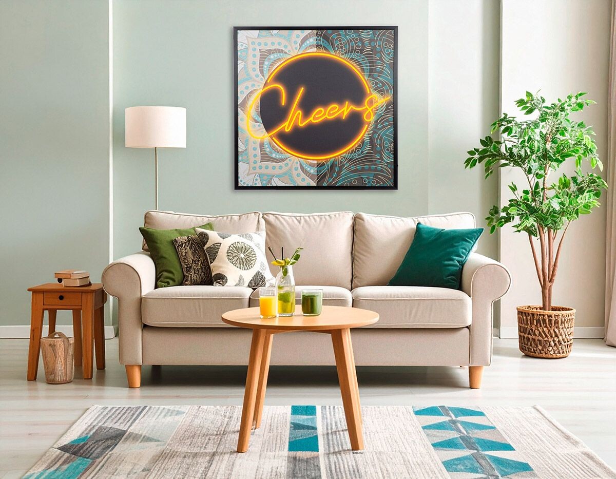 Gilde LED obraz s nápisem Cheers, 83 cm