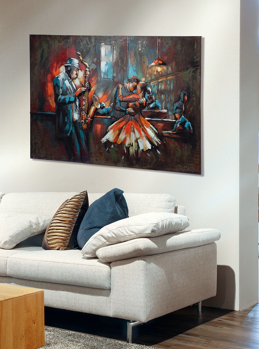 Obraz GILDE Gallery Bartime tanec a saxofonista, 80 cm