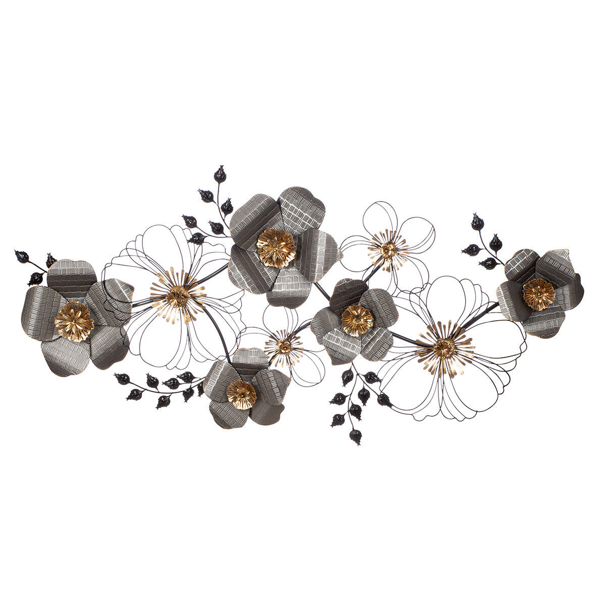 Gilde Kovový stěnový dekorační reliéf Blossom, 71 cm