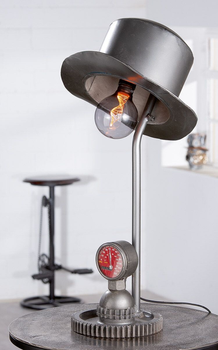 Gilde Stolní kovová lampa s kloboukem Hut, 68 cm