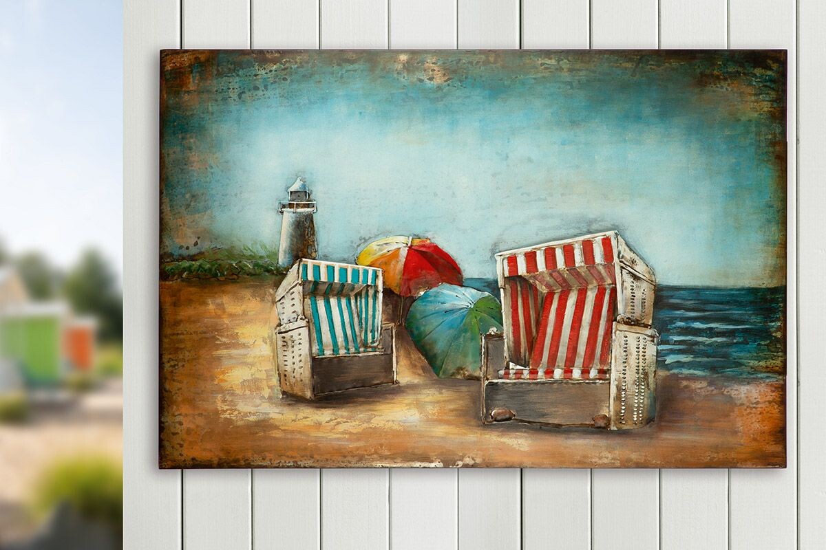 Obraz plážové křeslo GILDE Gallery Strandkorb, 80 cm