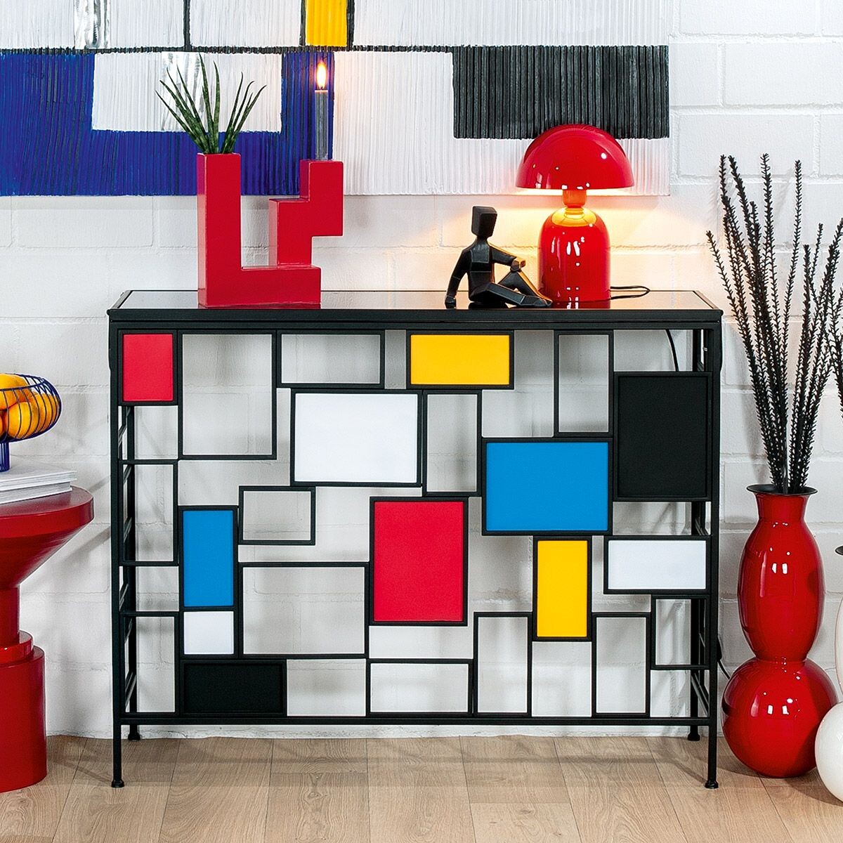 Gilde Konzolový stolek Mondrian kovový, 81 cm