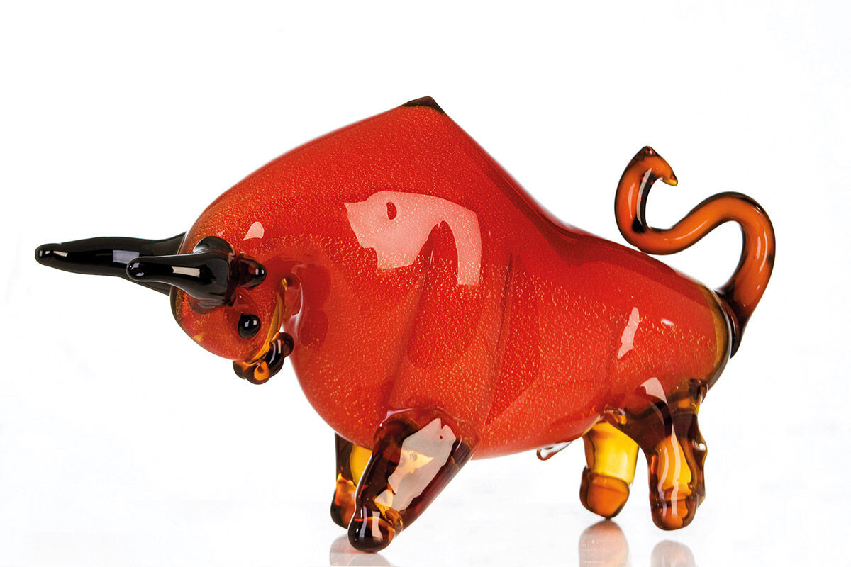 Gilde Skleněná soška býka Stier, 28 cm