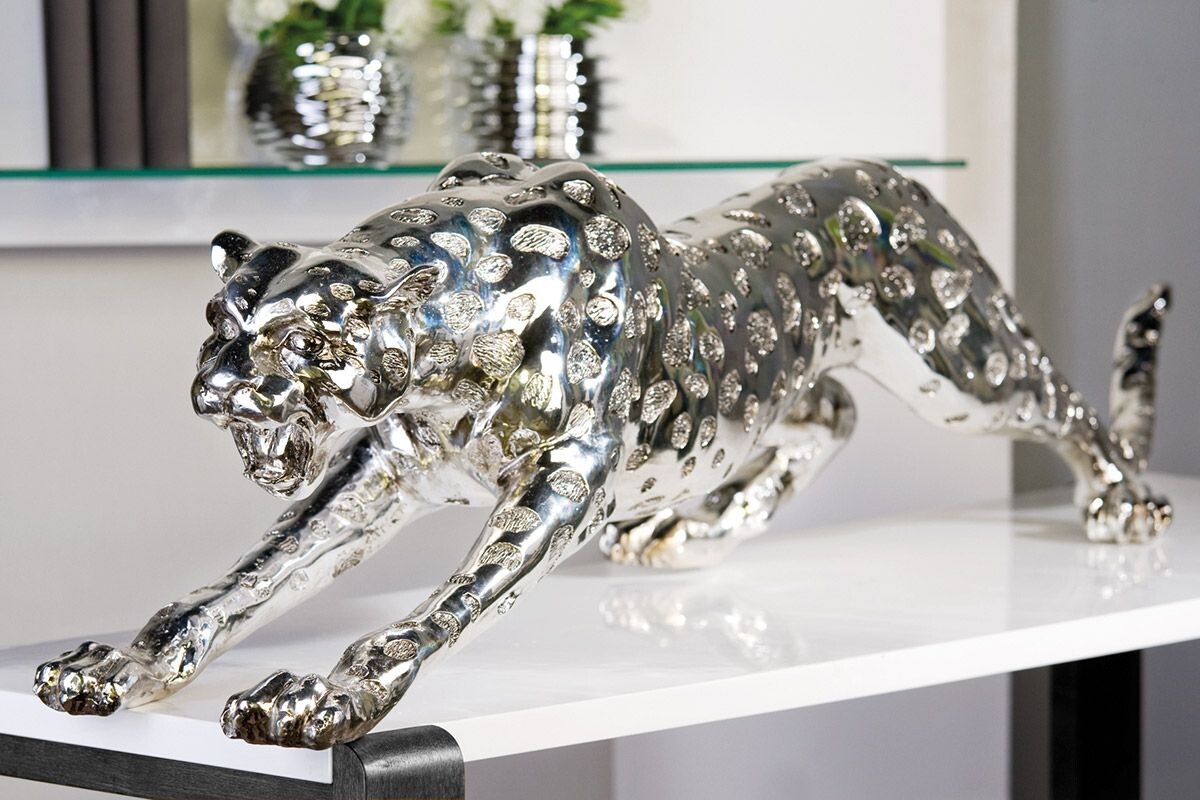 Gilde Stříbrná figurka geparda pryskyřice, 31 cm