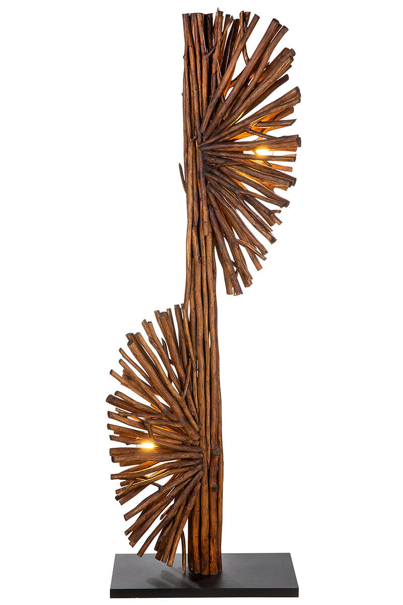 Gilde Stojací dřevěná lampa Dual, 151 cm