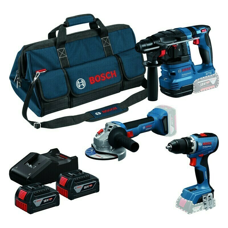 Sada AKU nářadí Bosch GSR + GBH + GWS 18 V 2× 4 Ah