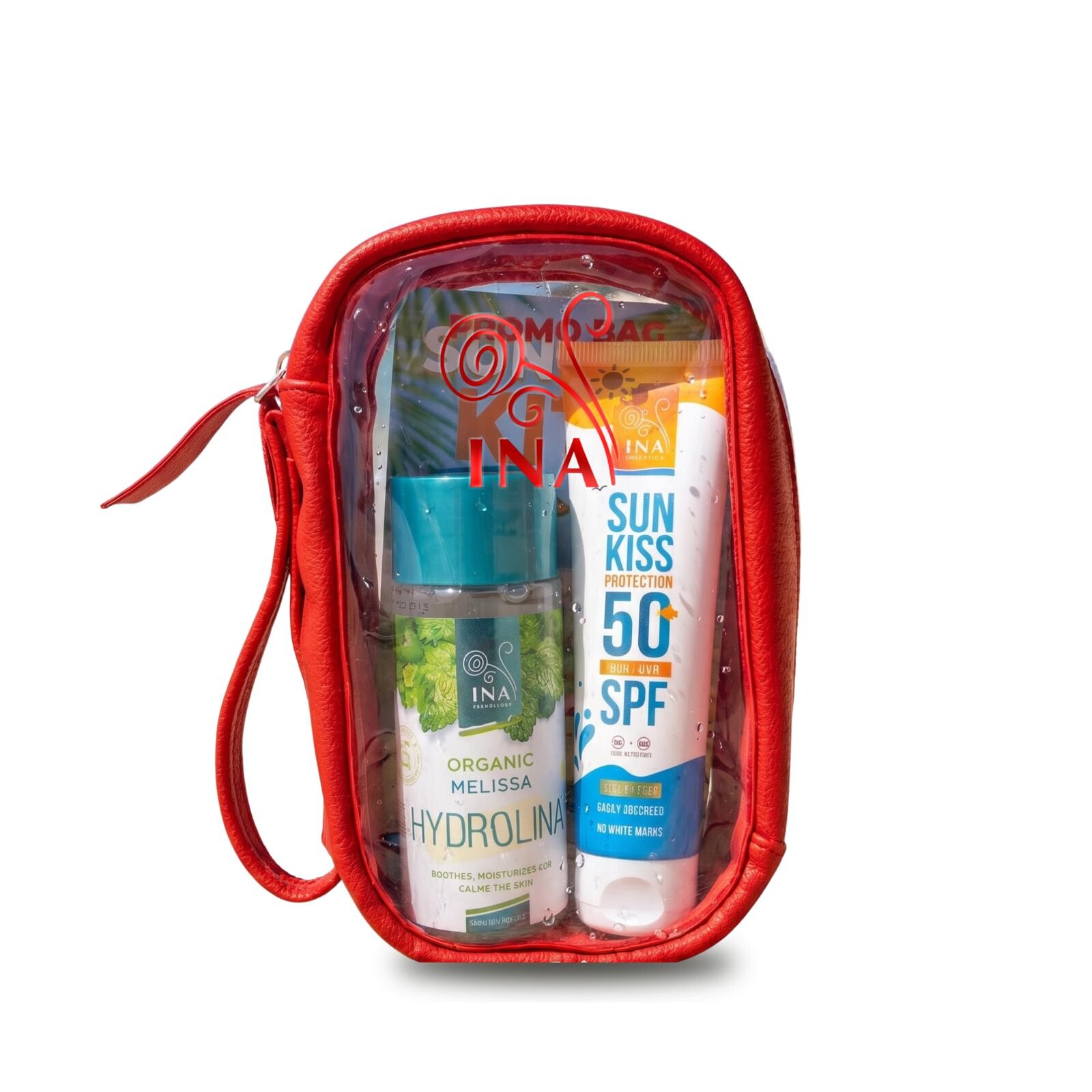 INA ESSENTIALS Letná sada Přírodní Opalovací Krém na Obličej a Tělo SPF 50+-1 + hydrolina Zdarma 50 ml