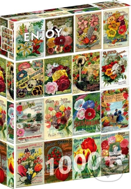Puzzle Vintage balíčky květinových semen (1000 dílků) - Enjoy