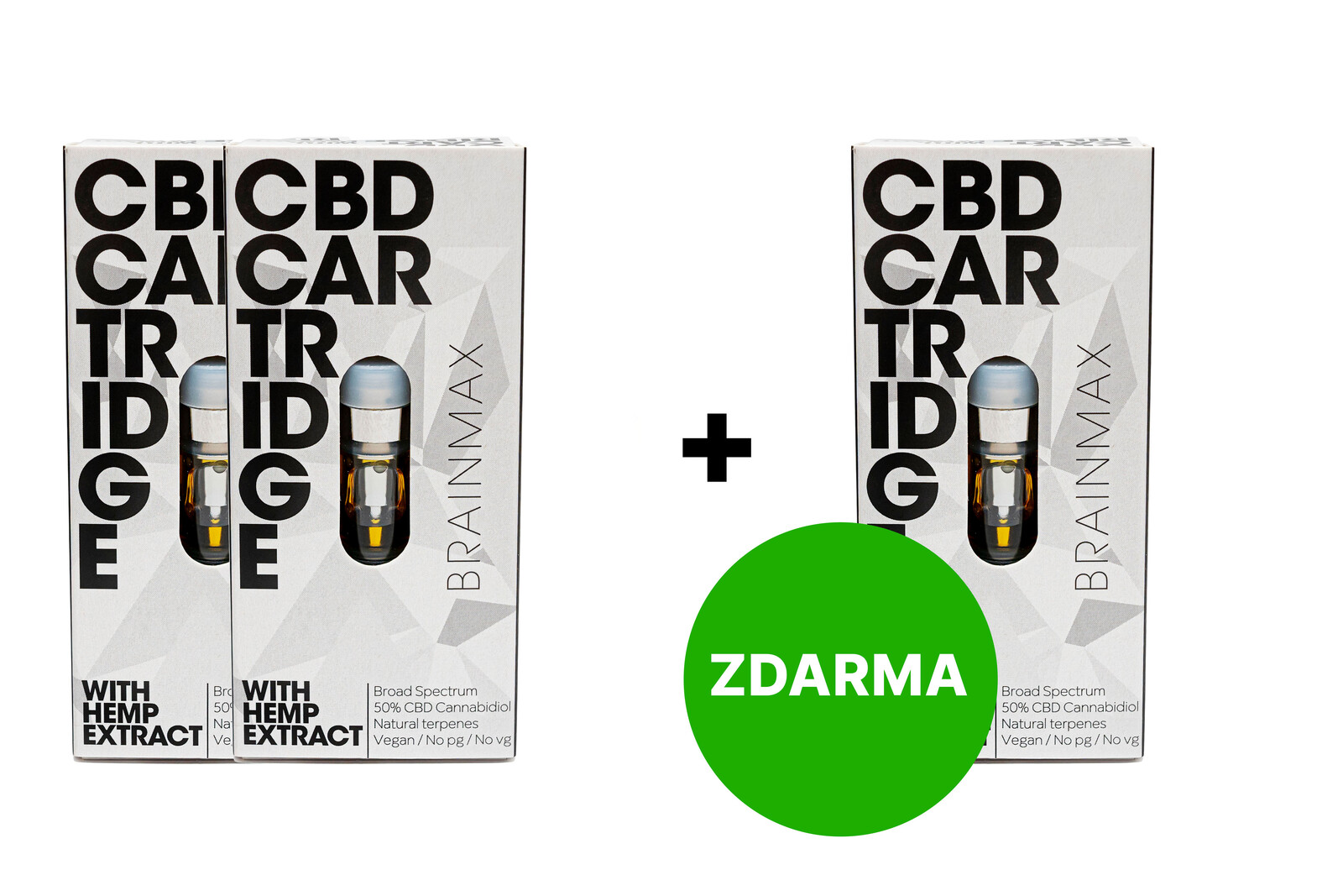 2+1 ZDARMA: BrainMax CéBéDé Cartridge STRONG, náplň do CéBéDé Pen Vaporizéru, 0,5 ml, 50%