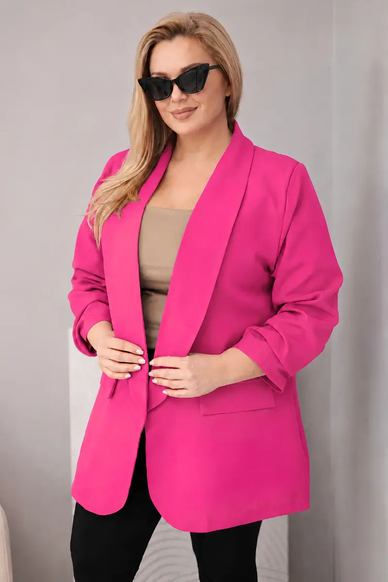 Plus size elegantní fuchsiový blejzr