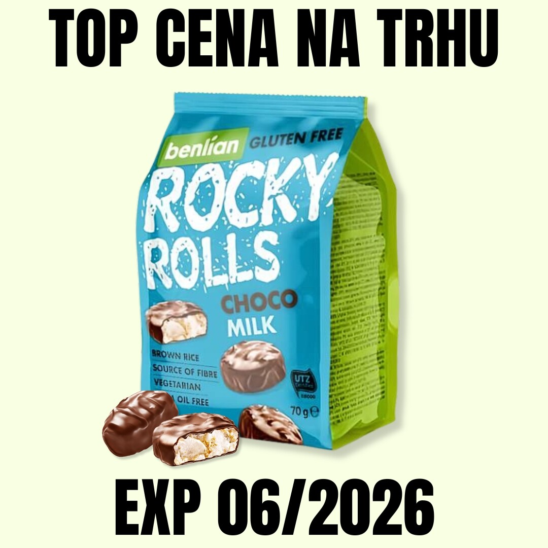Benlian Rocky Rolls rýžové minichlebíčky s mléčnou čokoládou 70 g EXP 06/2026