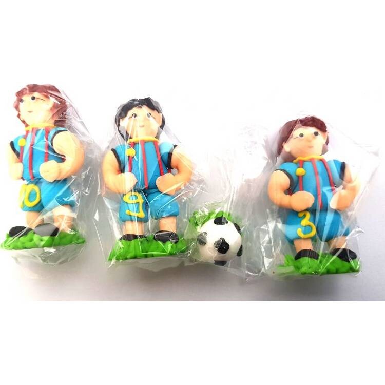 Cukrová figurka fotbalisté modří 3ks a kopačák 3x6cm - I LOVE CAKES