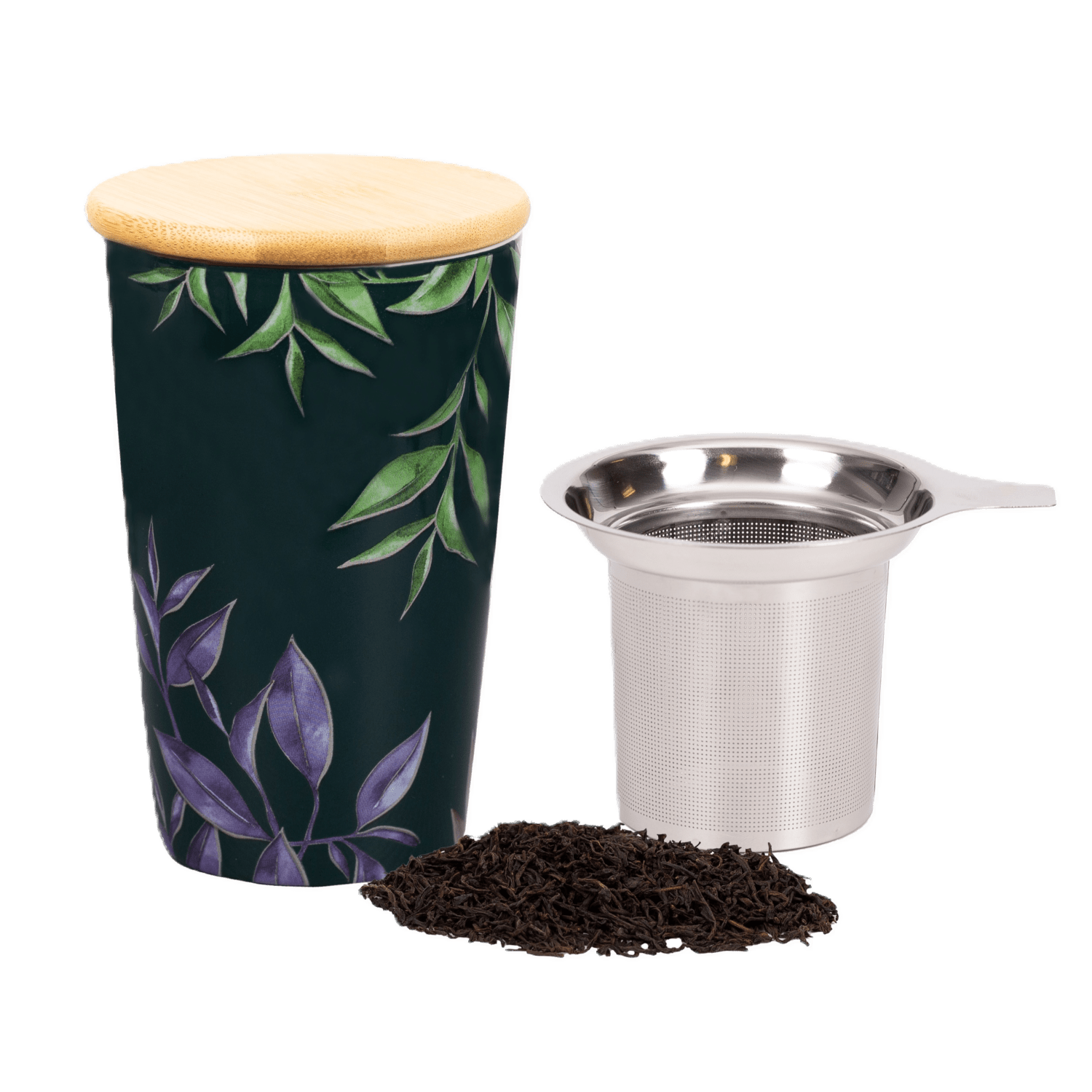 Ahmad Tea | Keramický hrnek s infuzérem a bambusovým víčkem
