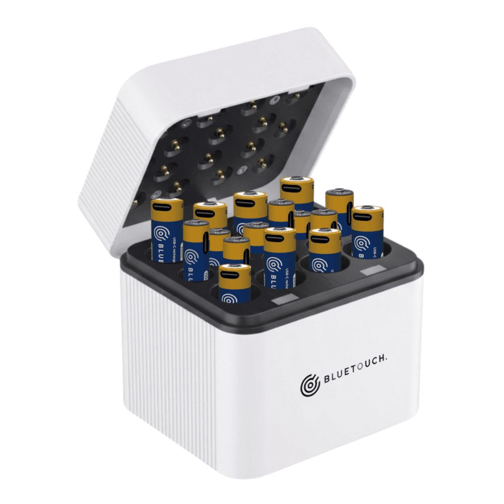 BLUETOUCH nabíječka pro 16 baterií AA/AAA 1.5 V Li-ion - 16 baterií v balení (8× AA, 8× AAA)