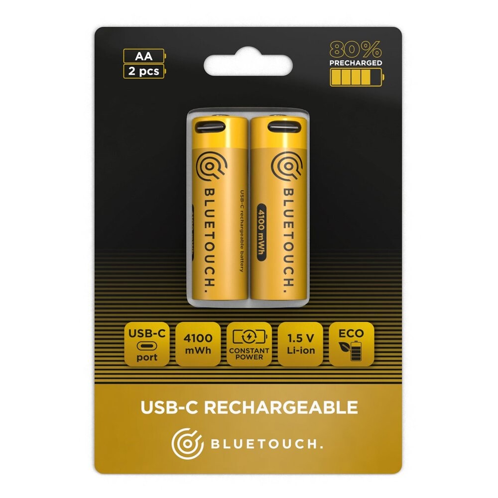 USB-C nabíjecí baterie BLUETOUCH; typ AA, 4100 mWh, 2 ks v balení