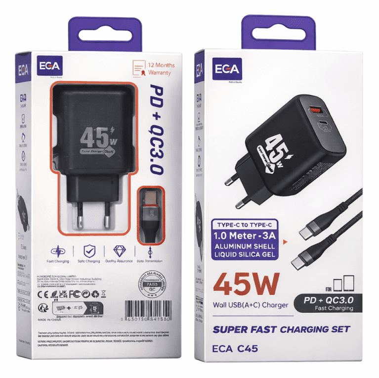 Set adaptér 45W USB-C a USB-A + napájecí kabel USB-C/USB-C - EGA C45