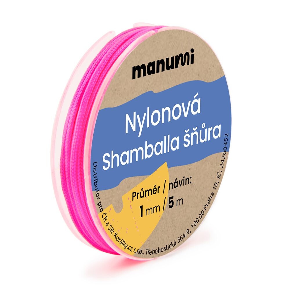 Manumi Nylonová šňůrka na Shamballa náramky 1 mm/5m neonová růžová č. 19 - 1 ks