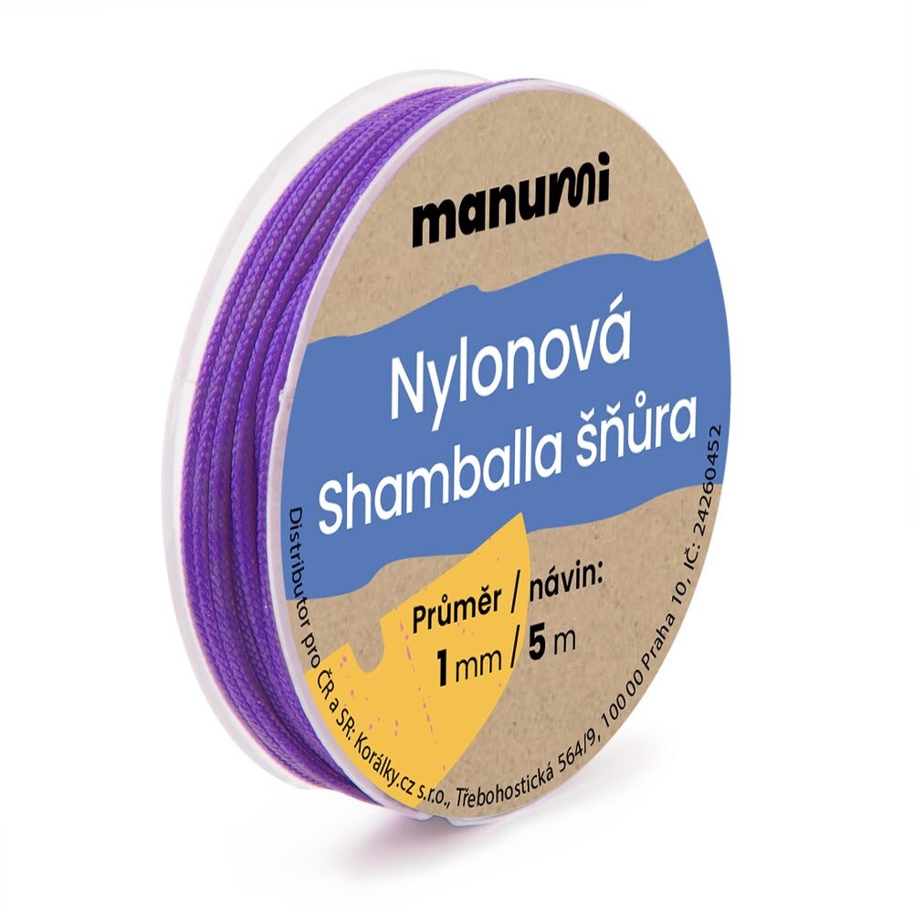 Manumi Nylonová šňůrka na Shamballa náramky 1 mm/5m fialová č. 25 - 1 ks