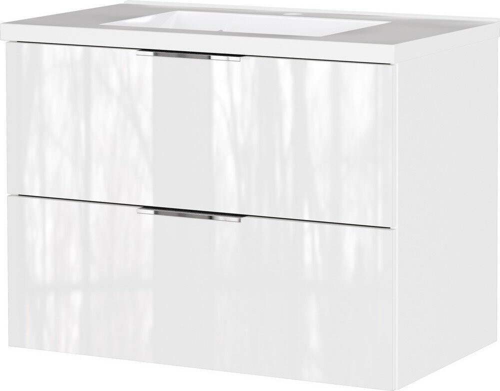 Bílá lesklá závěsná skříňka pod umyvadlo 81x61 cm Celano – Germania